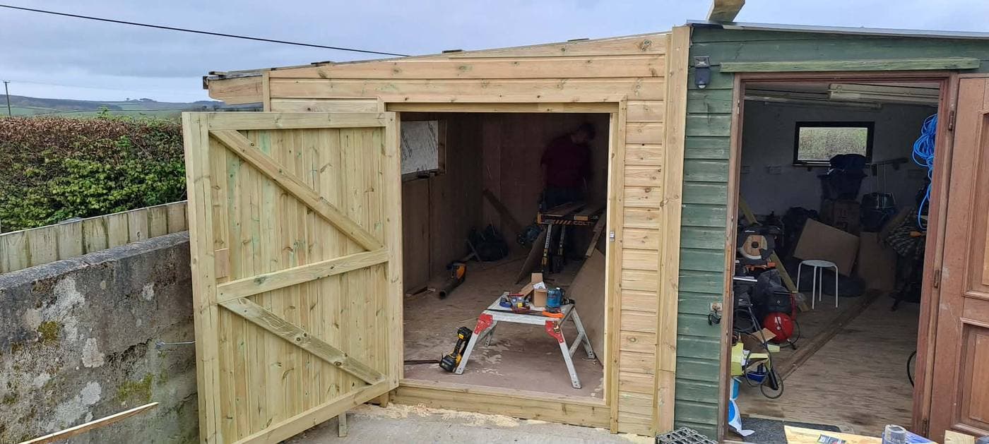 Bespoke timber garden shed built on site by Inside and Out Maintenance, North Devon